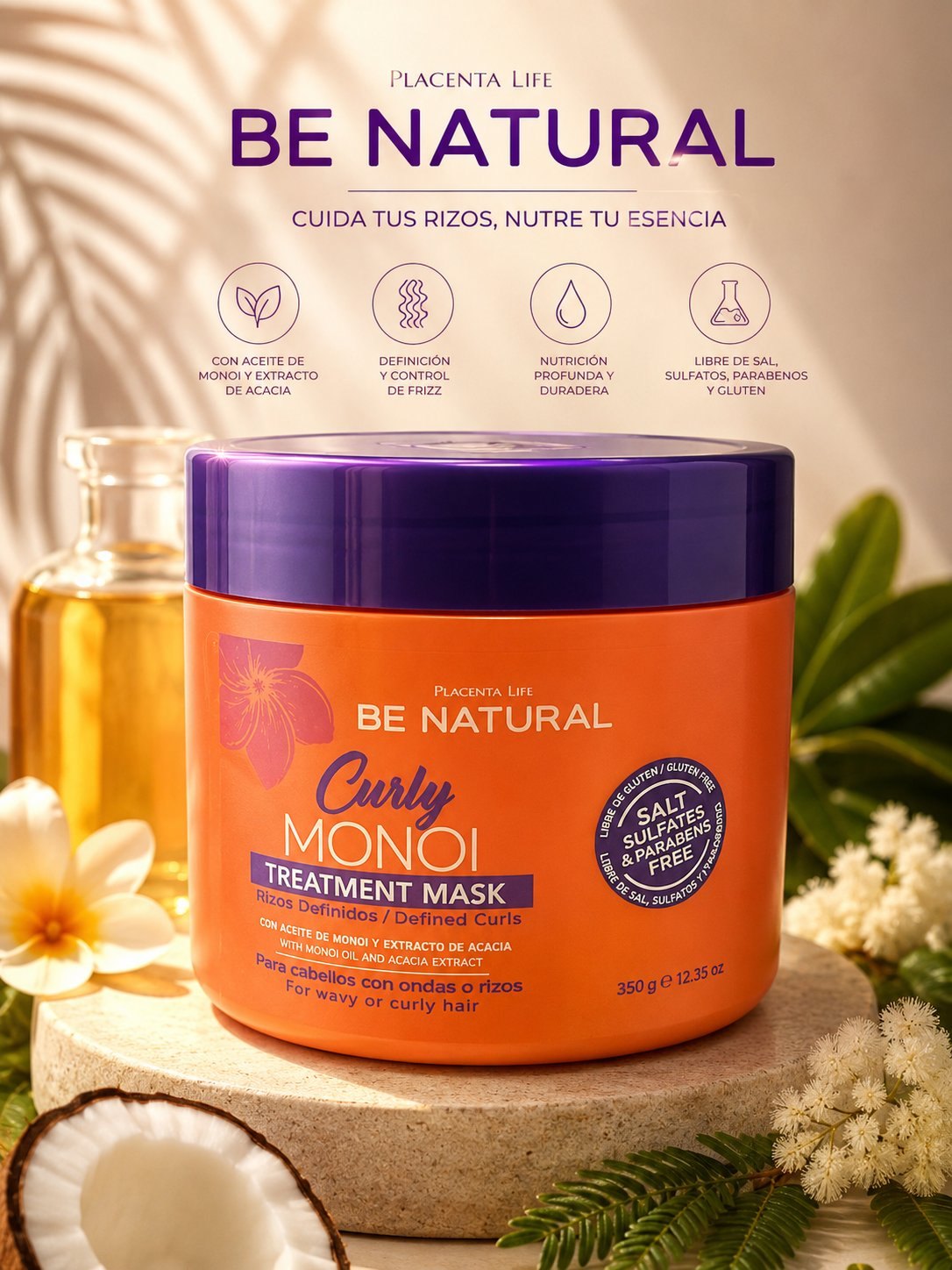 Curly Monoi Be Natural · Mascarilla para rizos